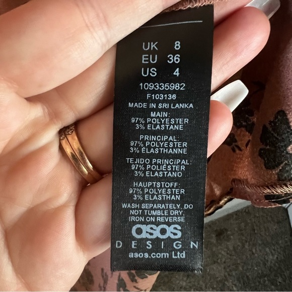ASOS New Brown and Black Floral Print Dress 4 - Picture 5 of 11